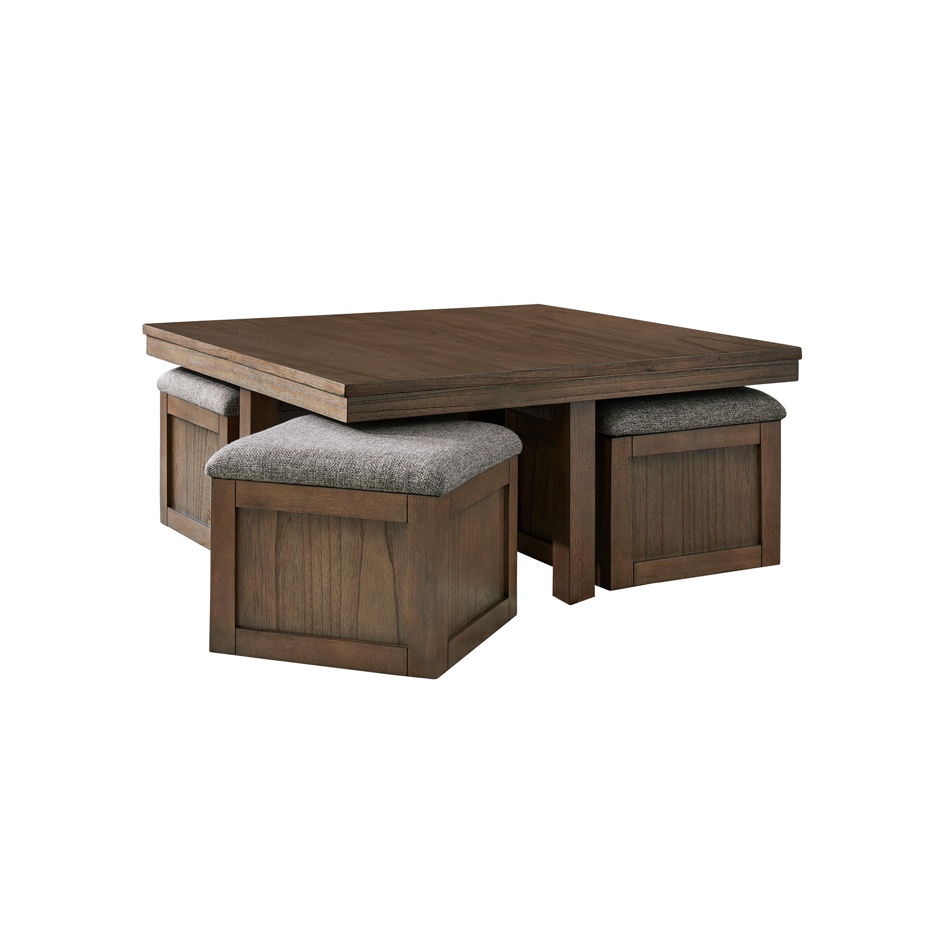Signature Design by Ashley Boardernest Casual Coffee Table with 4 Storage Stools, Dark Brown