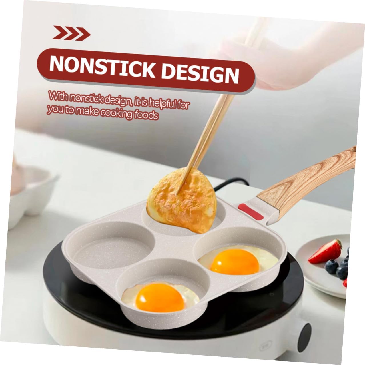 Nonstick Egg Frying Pan Multifunctional Japanese Style Skillet for Breakfast Pancakes and Hamburgers Clean Cooking Tool with Sturdy Handle for Gas and Induction Cookers
