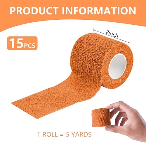 Miniatura 9 de Paquete de 15 rollos de vendaje autoadhesivo azul de 2 pulgadas x 5 yardas, cinta elástica autoadhesiva para estiramiento atlético, deportes,