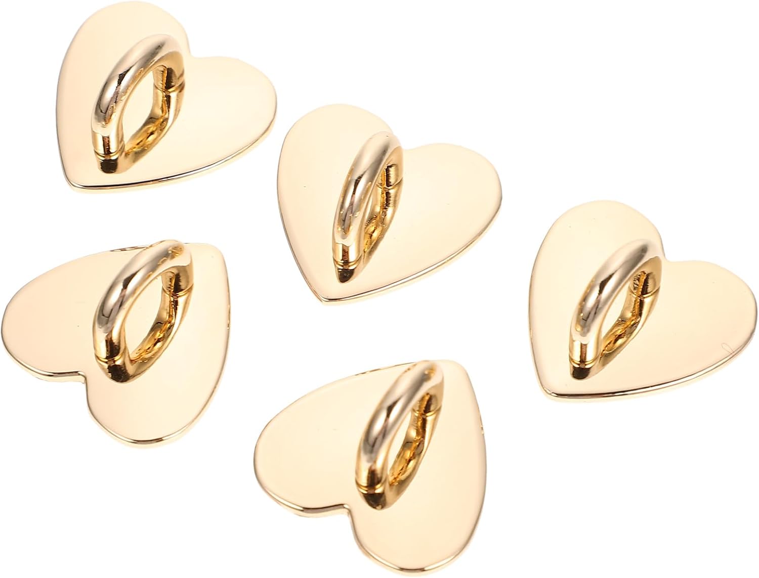 5pcs Heart-Shaped Phone Finger Ring Grip Kickstand Adhesive Mobile Phone Holder Compatible with Smartphones, Gold Color, Convenient for Hands-Free Viewing and Secure Grip