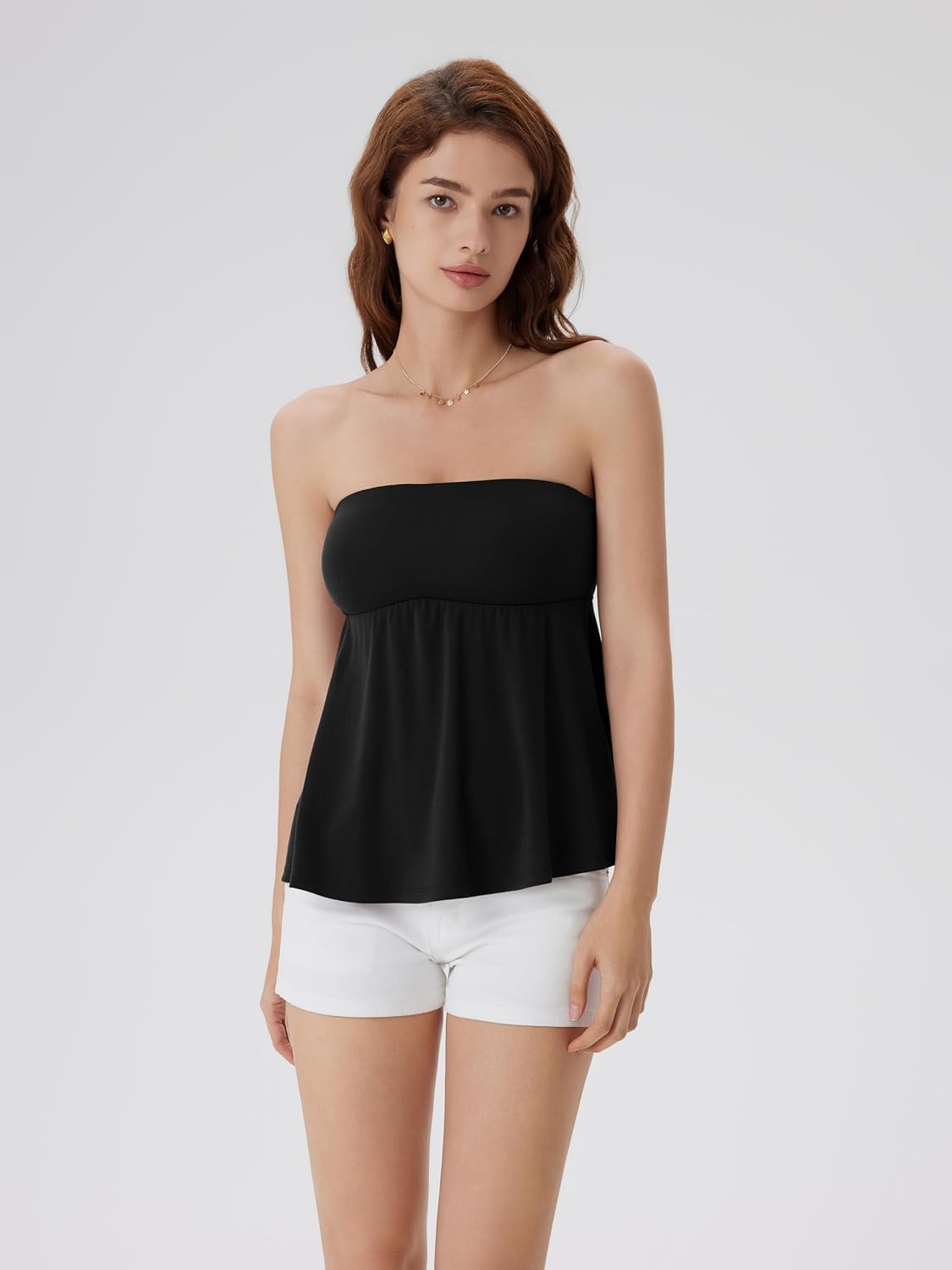 SUUKSESS Women Peplum Tube Tops with Built in Bra Summer Cute Sleeveless Strapless Babydoll Tank Top - Image 7