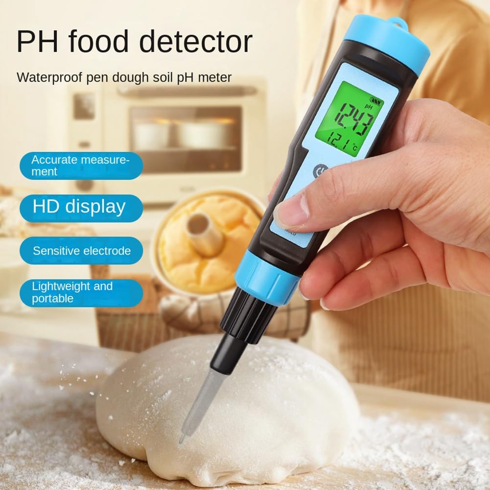 PH-Mètre Alimentaire 0,00-14,00 PH Testeur de Température de Haute Précision Capteur Analyseur D'Acidité pour la Viande en Conserve Pâte de Fromage Eau A