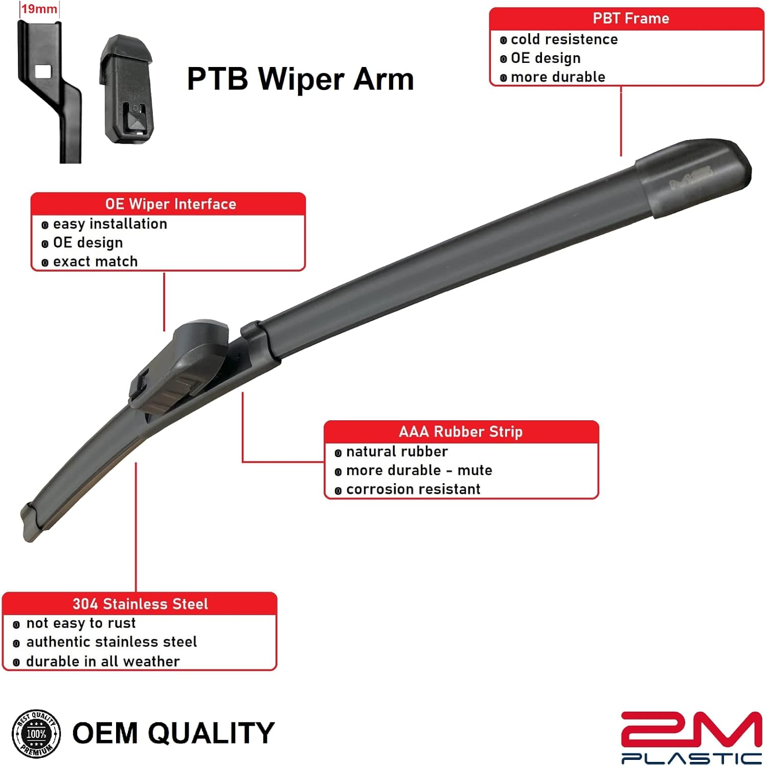 Front and Rear Windshield Wiper Blade For VW GTI 2006-2009 R32 2008 RABBIT 2006-2009 24" 19" 13" Premium All-Season OE Quality 2M PLASTIC