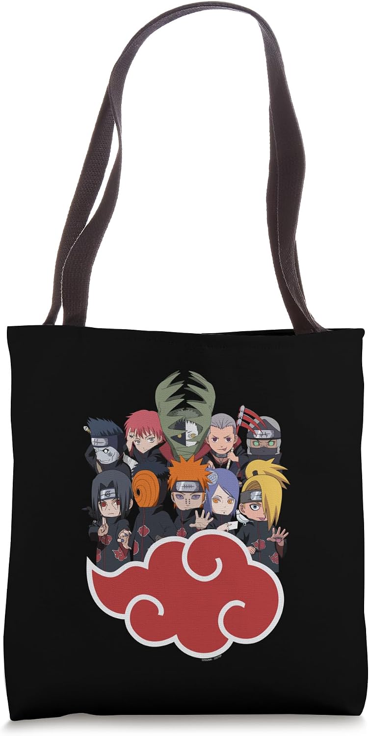 Naruto Shippuden Akasuki Group Cloud Chibi SD Anime Tote Bag