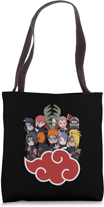 Naruto Shippuden Akasuki Group Cloud Chibi SD Anime Tote Bag