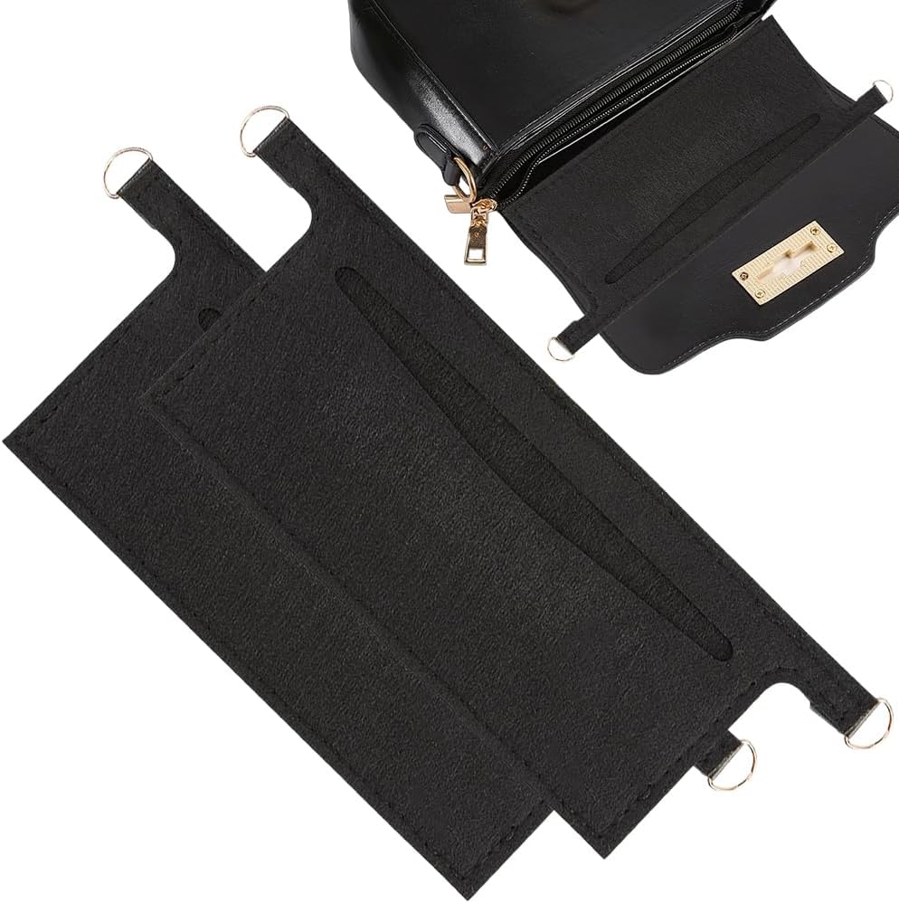 CREATCABIN Purse Insert Organizer Conversion Wallet Conversion Kit with Metal D Rings Felt Rectangle Beige Bag Organizer Inserts Divider Pocket for Crossbody Bag Handbag Clutch Bag Sarah 9x3Inch