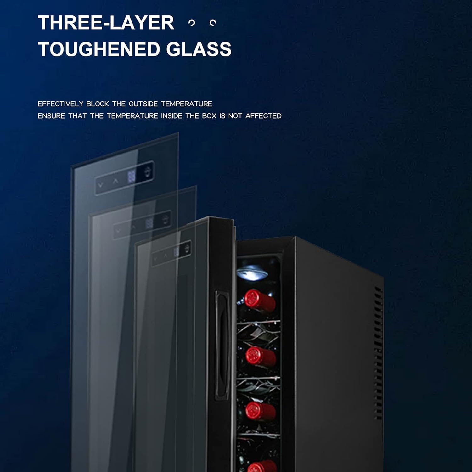 Wine Cabinet Refrigerator Black Freestanding Countertop Wine Cellar Cooler,8 Bottle Cooler Refrigerator with Lock Digital Temperature Control with Glass Door,Horiz