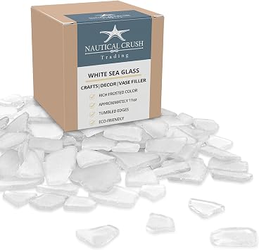 Sea Glass for Crafts 11oz White Sea Glass Decor, Tumbled Seaglass, Beachglass for Crafts, Seaglass for Beach Accents, Coastal DIY Supply, Nautical Vase Filler