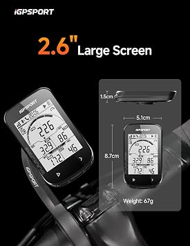 iGPSPORT BSC100S GPS Bike Computer Wireless, 2.6'' LCD Display 40H Rechargeable Waterproof Cycling Computer Bluetooth ANT+