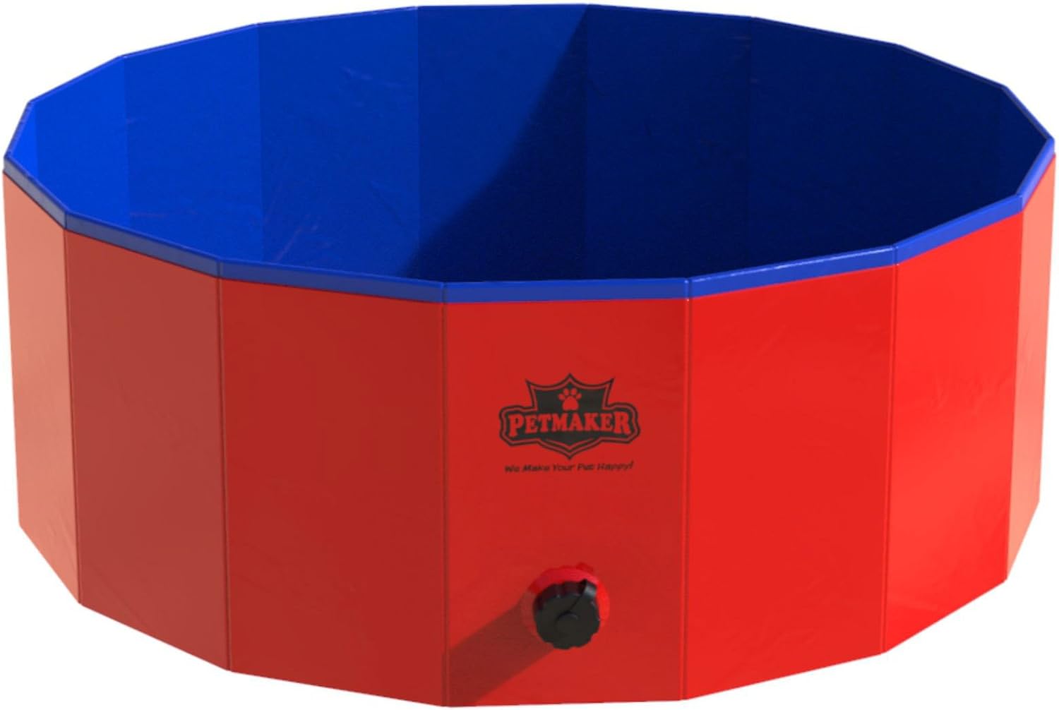 Dog Pool - Portable, Foldable 30.5-Inch Doggie Pool with Drain and Carry Bag - Pet Swimming Pool for Bathing or Play by PETMAKER (Red) : Everything Else