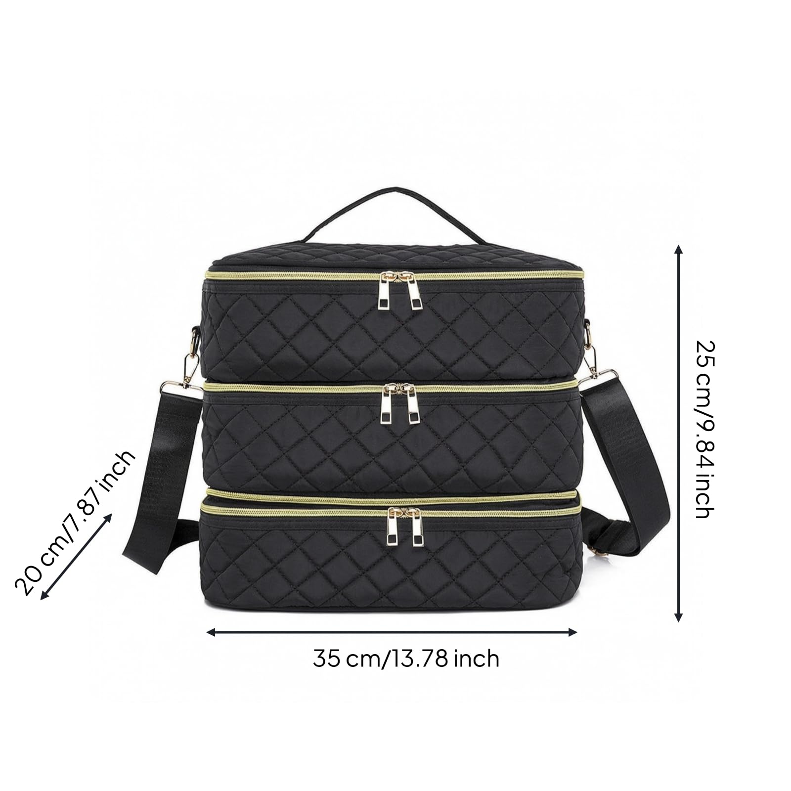 perfeclan Neceser con Correa Hombro Acolchado | Ligero, Neceser con Asa, Compacto, Bolsa Aseo Compartimento, para Viajes, Hogar, Viajeros, Negro