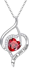 Nana Gifts Sterling Silver Heart Birthstone Necklaces, I Love You Nana Gifts for Mothers, Grandma