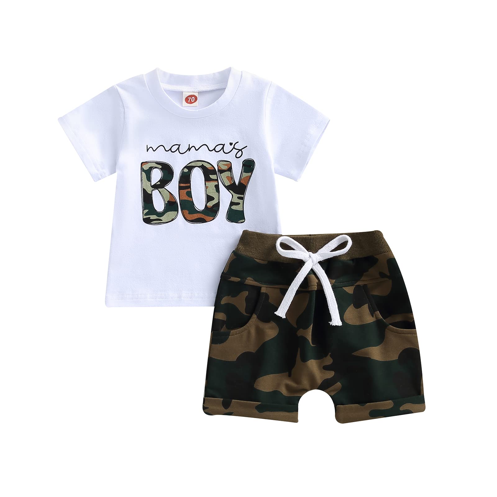 Toddler Baby Boy Summer Clothes Mamas Little Boy Short Sleeve T Shirt Tops Infant Rolled Stretch Shorts Set