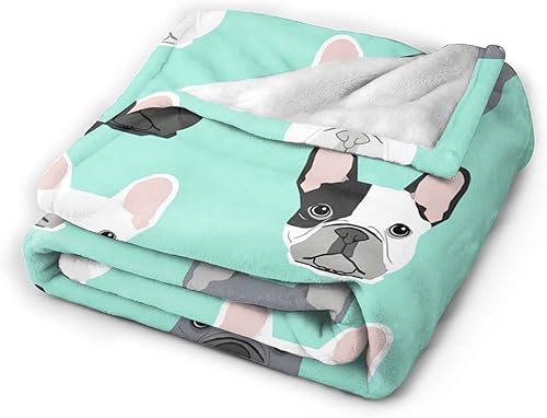 Miniatura 3 de Manta de bulldog francés, suave y acogedora, manta de franela ligera y cálida para sofá, camping, oficina, viajes, hogar, decoración del dormitorio,