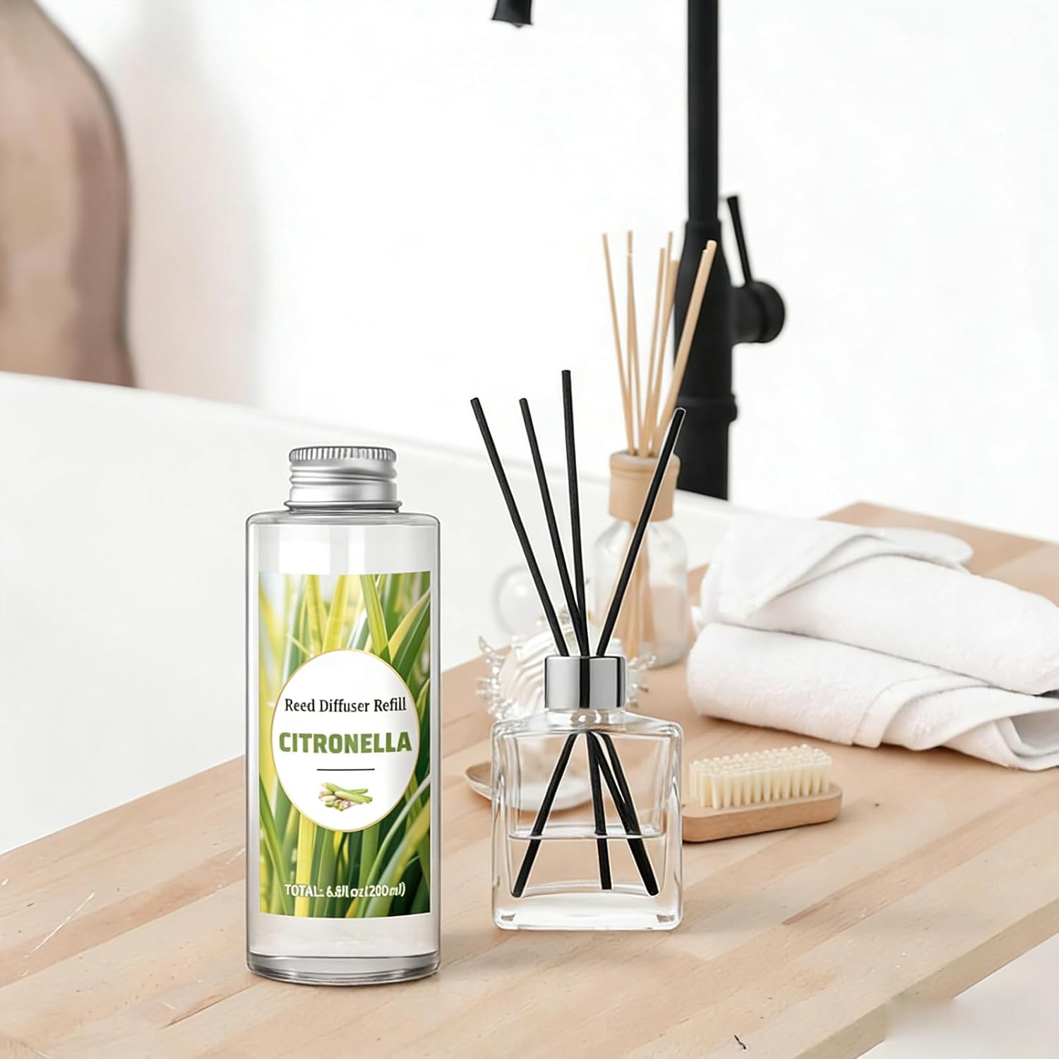 STRN Citronella Reed Diffuser Refill, Lemongrass Scented Diffuser 200ML