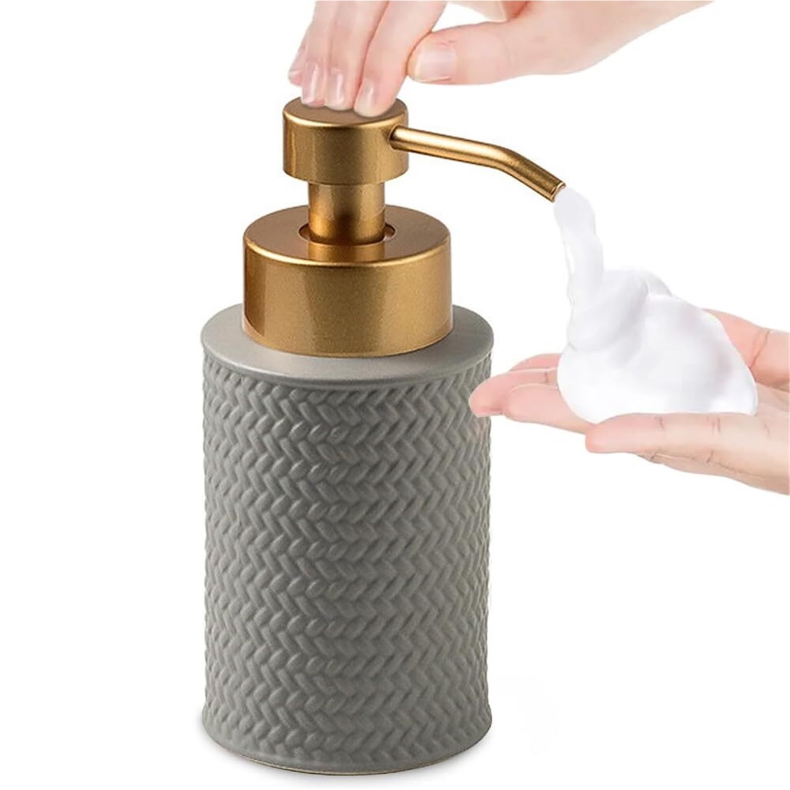Empty Barthroom and Dish Foam Soap Dispenser for Bathroom Decor for Counter(Grey)