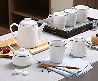 Vista 5 de FUYU Juego de crema de cerámica blanca y azúcar para servir café