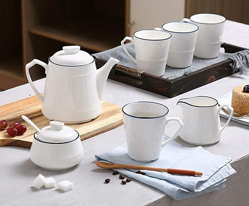 Miniatura 5 de FUYU Juego de crema de cerámica blanca y azúcar para servir café