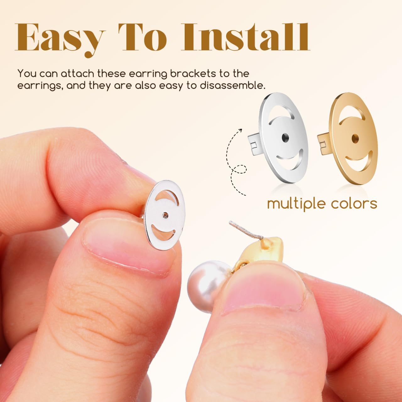 DOITOOL Locking Earring Backs Earring Back Supports for Droopy Ears Secure Fit Replacement Backs for Studs Hoops and Dangle Earrings Easy to Attach and Remove 2 Pairs image 5