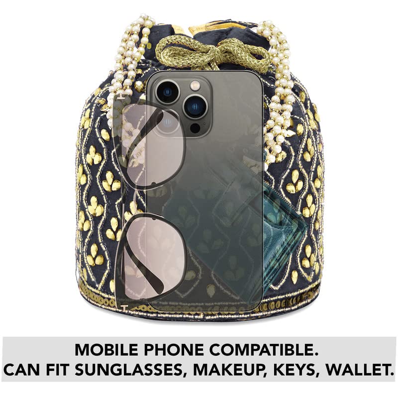 Image of Aheli Potli Bag Gift for Women Handmade Evening Wristlet Handbag Stylish Bridal Purse Fashion Bag