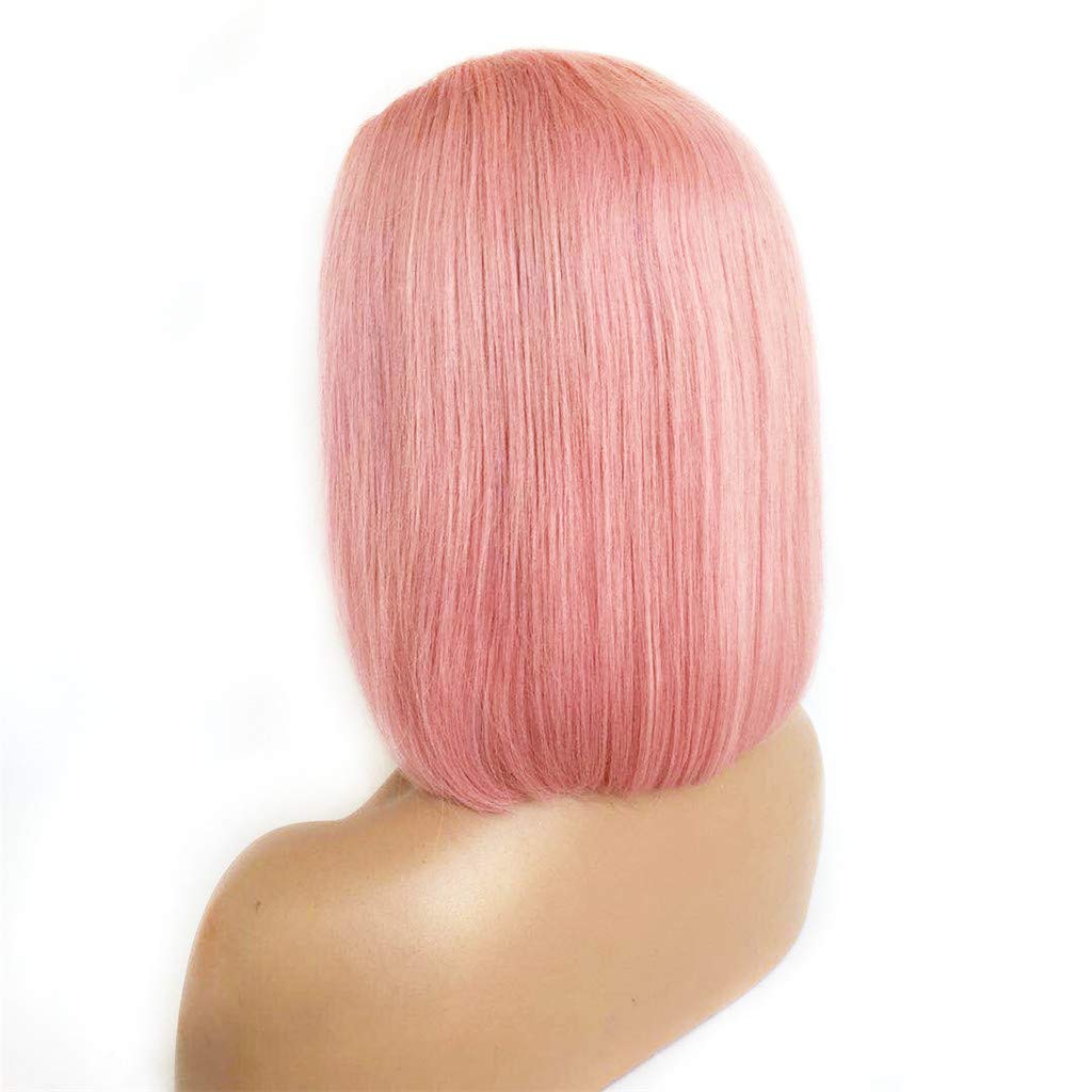 XRS Hair Wig Pink Color Lace Front Bob Human Hair Wigs for Women with Baby Hair Preplucked Hairline Straight Peruvian Human Hair Short Bob Wigs 12Inch