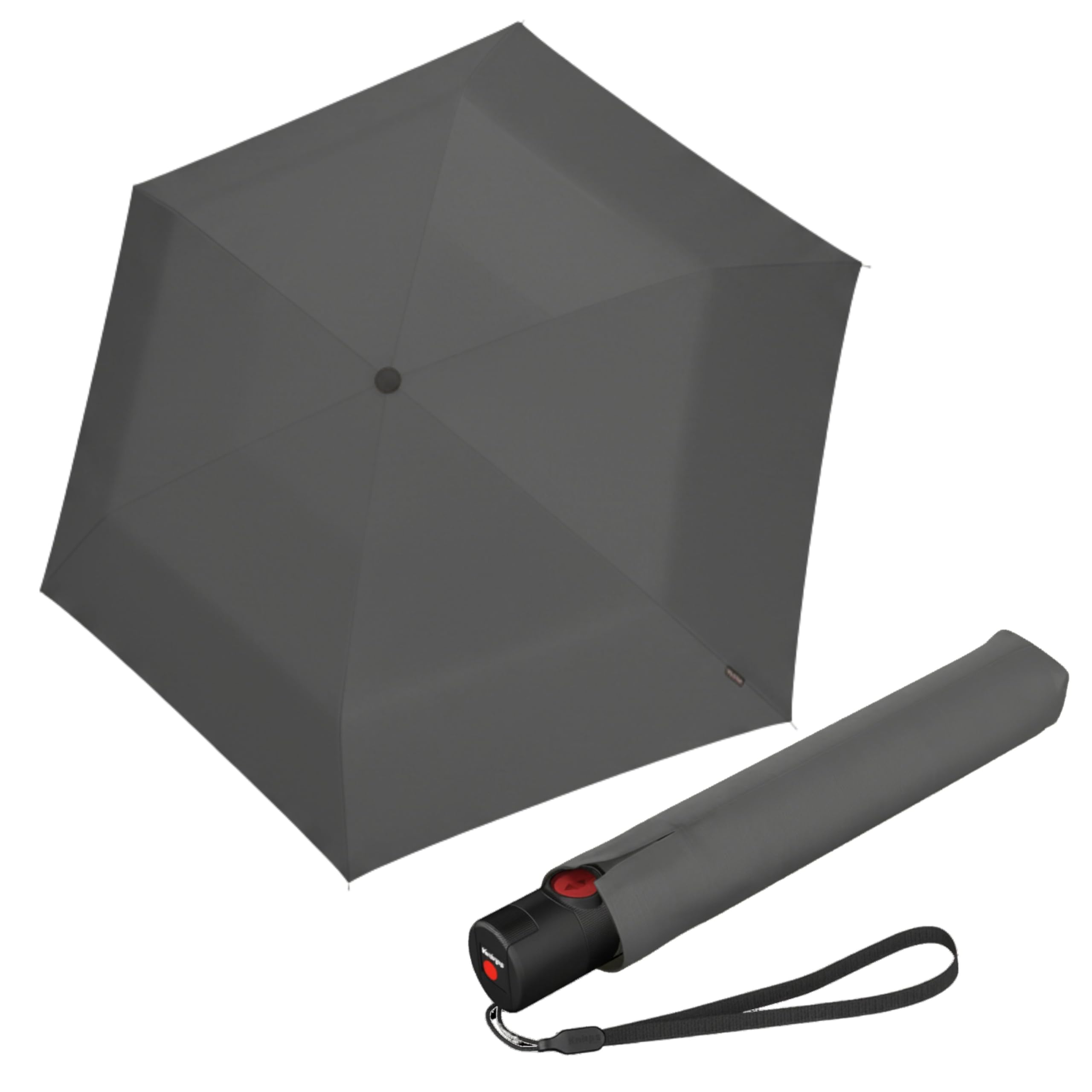 Knirps parapluie U.200 Ultra Light Duomatic Dark Grey gris foncé | Parapluie ouverture fermeture automatique résistant vent fort 140km/h, parapluie homme solide, De voyage