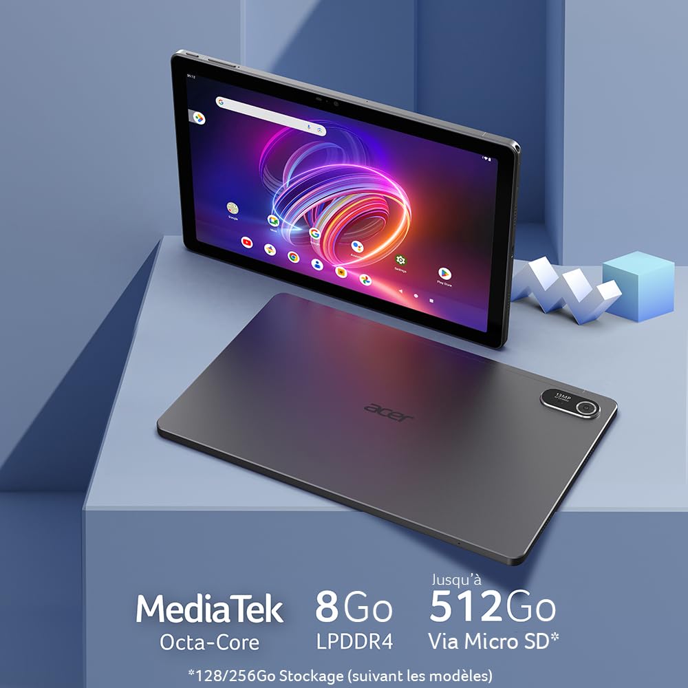 Acer Iconia Tab P11, Tablette Tactil 11'' 2K WUXGA IPS avec Portfolio Case (MediaTek MT8781, RAM 8 Go, SSD 128 Go, Bluetooth, USB-C, Wi-Fi, MicroSD, Android 14), Tablette Noir Finition Métal