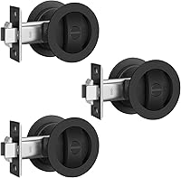 Vista 10 de EHOMEWARE Paquete de 2 herrajes negros para puerta de bolsillo, manijas de puerta de bolsillo de privacidad sin llave, cerraduras de puerta