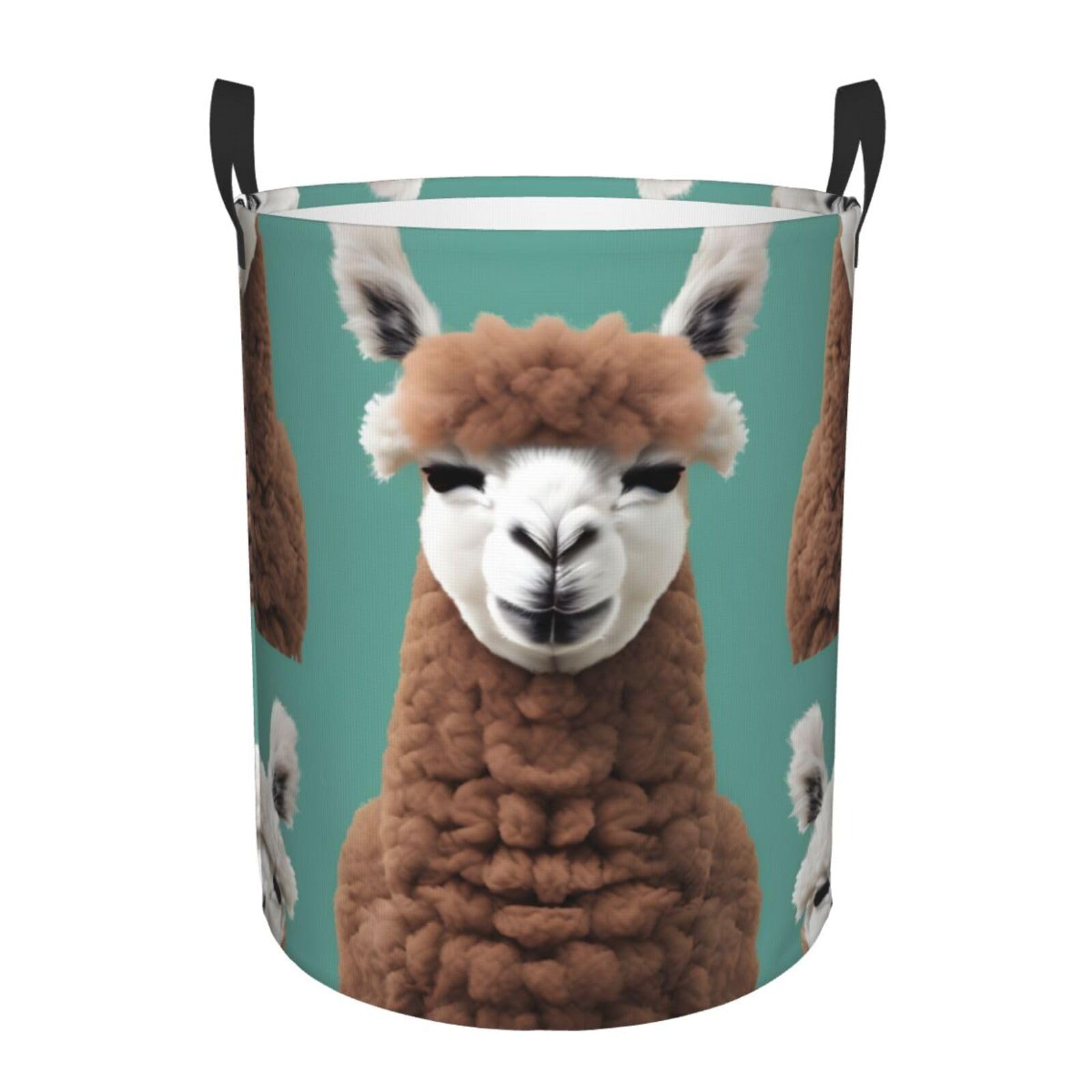 M Collapsible Round Alpaca Llama Print Laundry Hamper