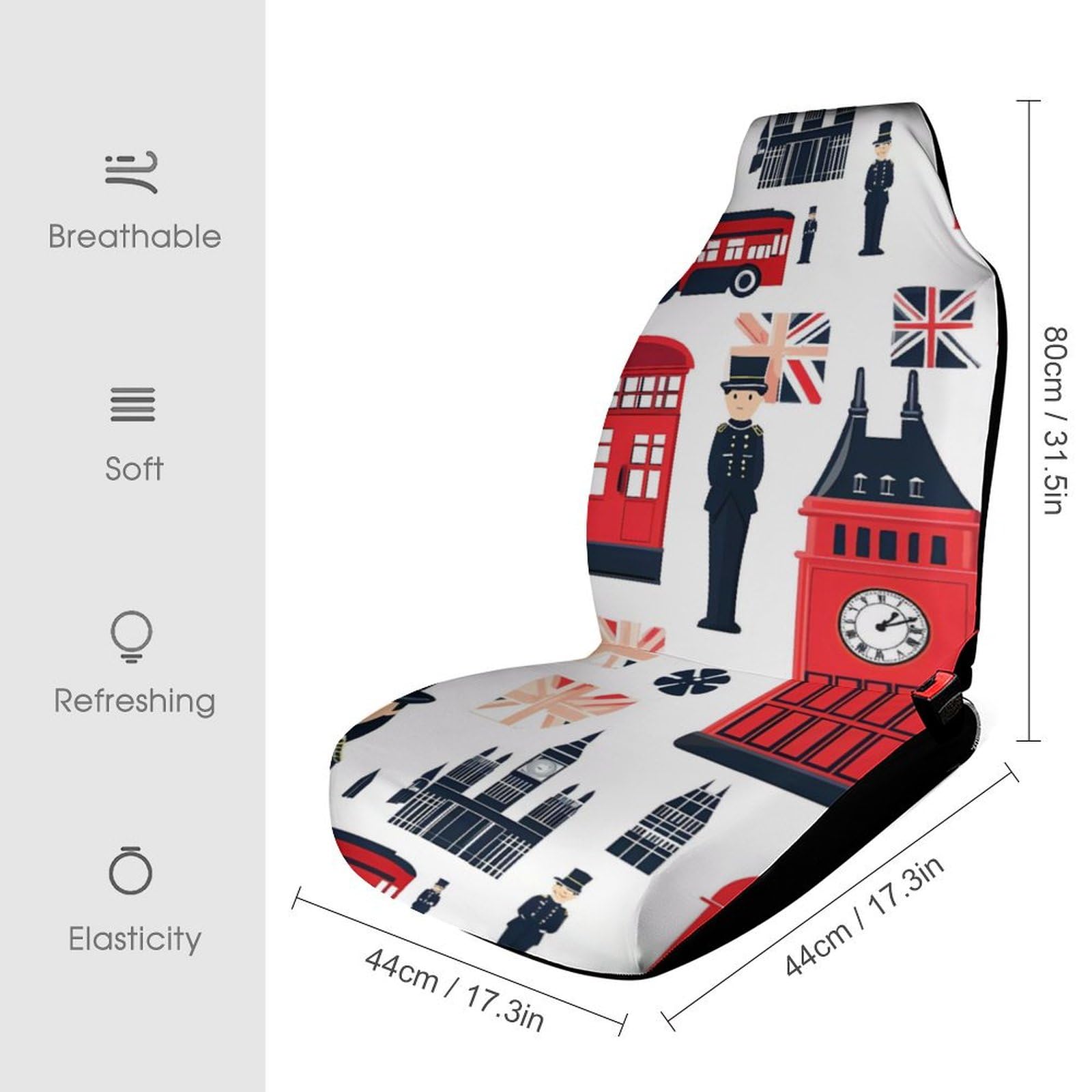 England Symbols Print Car Seat Covers Universal Car Front Seats Protector Auto Interior Accessories 1PCS