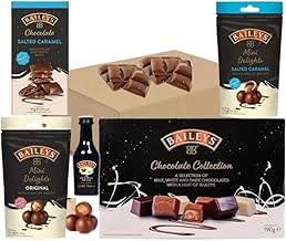 Baileys Chocolate Hamper - Includes Chocolate Collection Box, Salted Caramel Bar, Pouch, & Original Irish Cream- Christmas, Valentine's Day, Mother's Day