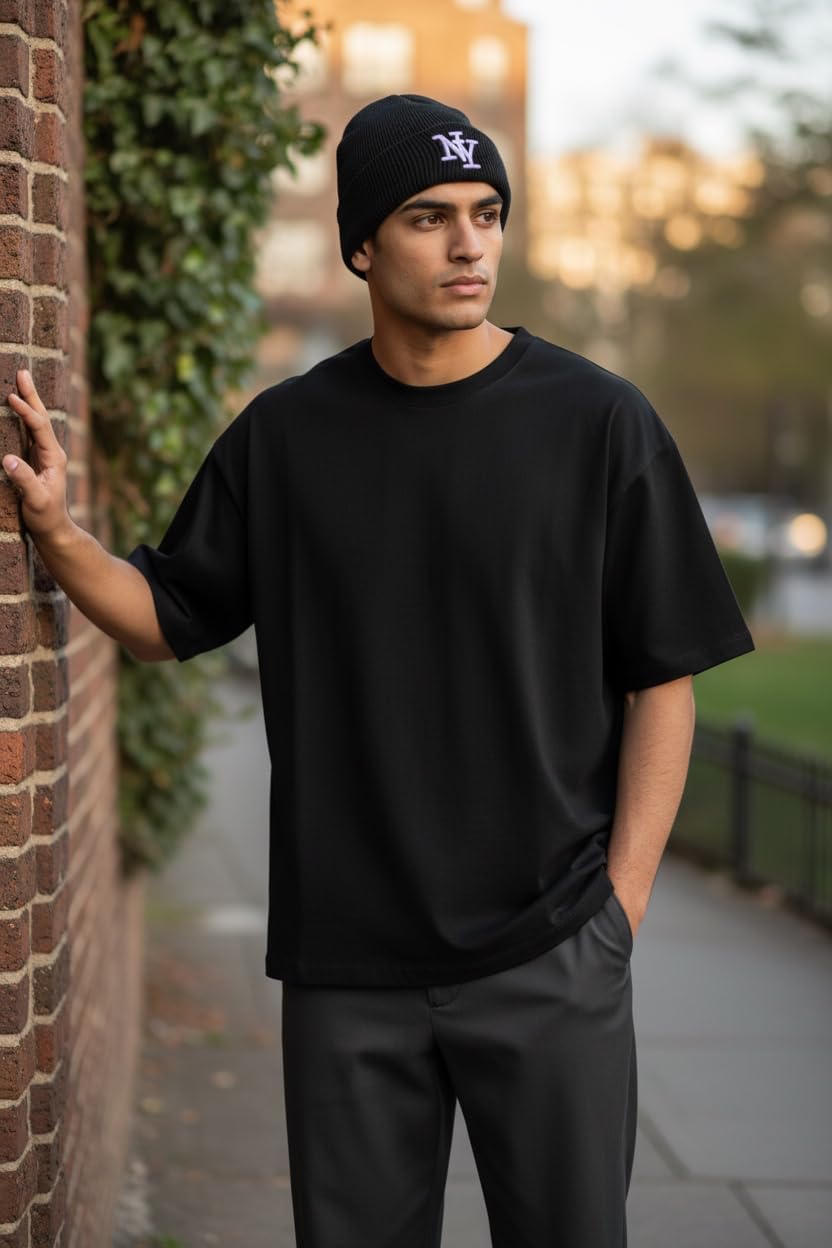 NY Winter Knit Beanie with Logo, Unisex - One Size - Black - Insulated Comfy Hats, Cuffed Design - Image 6