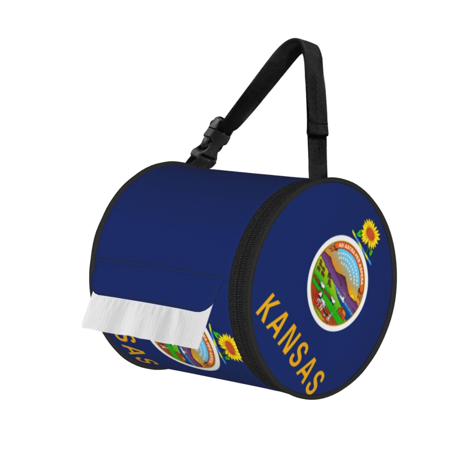 Kansas State Flag Print Fashion Tissues Organizer Box, Hanging Tissue Holder For Purse Coins For Car Office Daily Outing