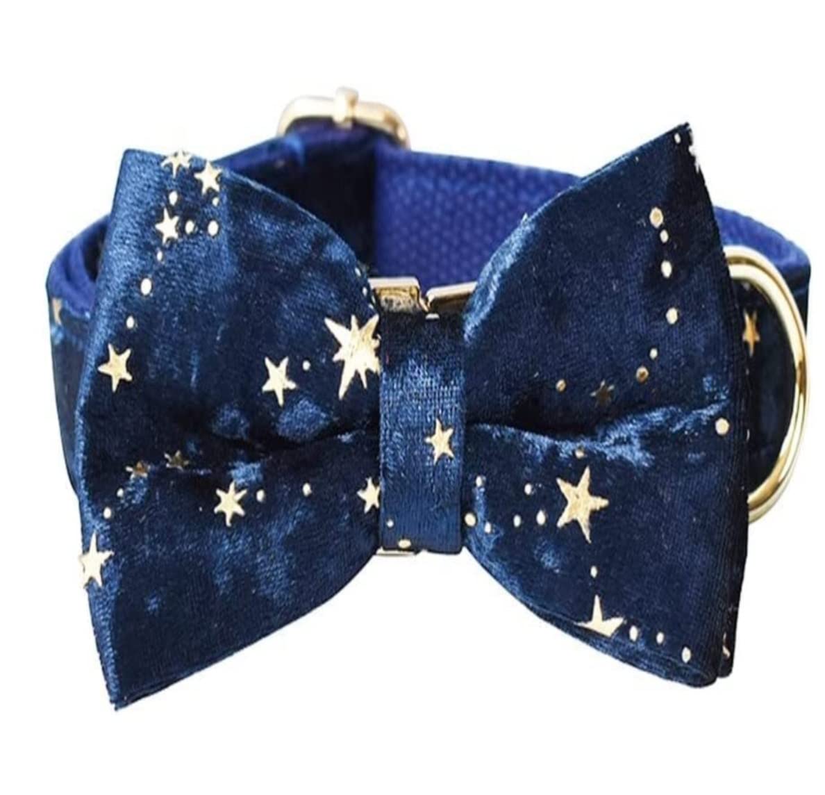 Smycze Dla Zwierząt Domowych Regulowana Obroża Dla Psa I Zestaw Smyczy Gold Glitter Stars Custom ID Obroża Dla Zwierząt Domowych Z Muszką Artykuły Dla Zwierząt(20-29cm)
