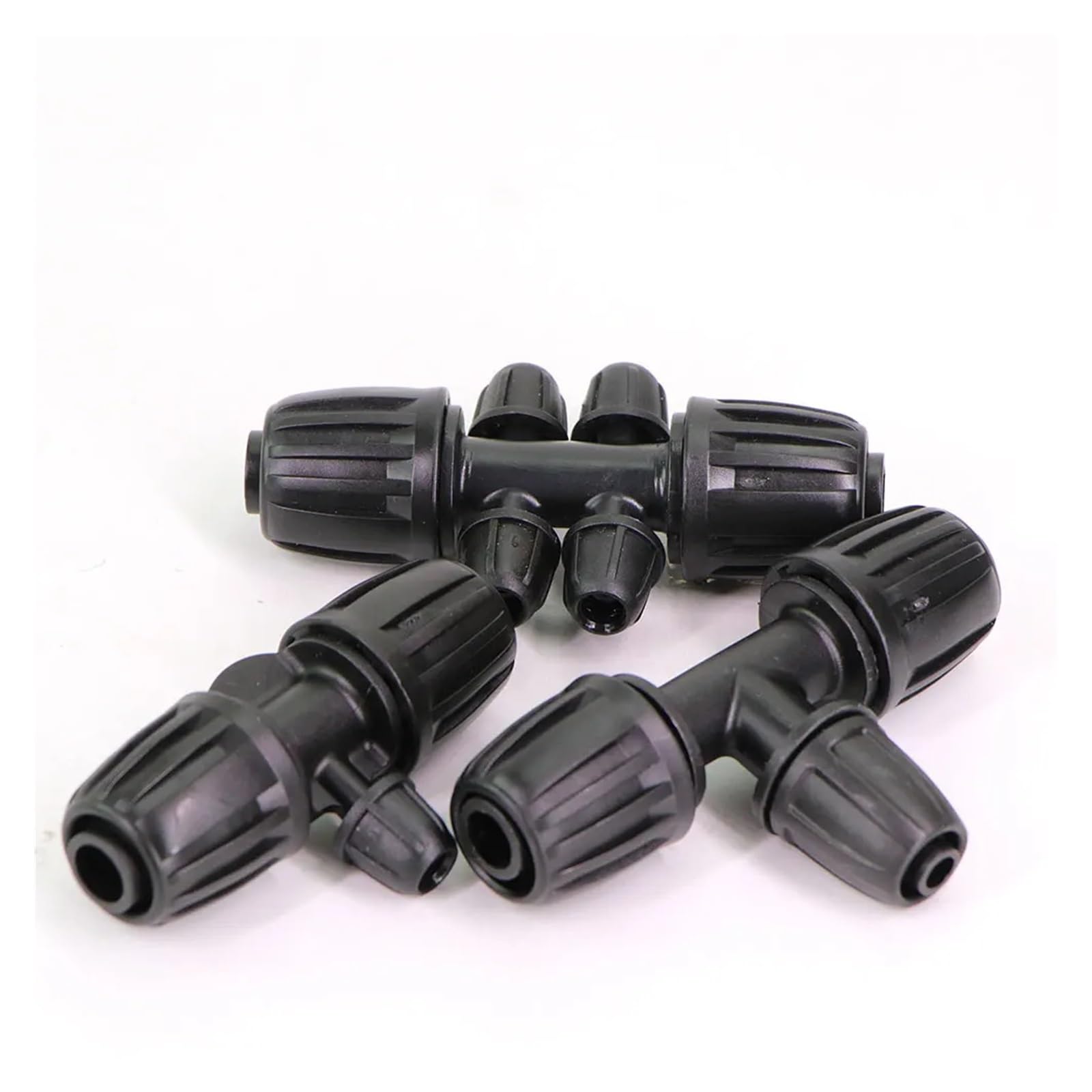 Junta en T de manguera 16mm a 4/7mm con cerradura for accesorios tubo riego por goteo jardín, conector 4 vías y 6, adaptador tubería 1/2"(A-30PCS)