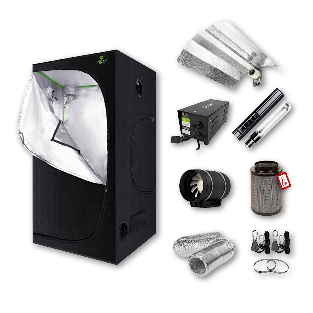 LUMii Black 600W Grow Tent Kit Complete 100x100x200cm - Complete Hydroponics Equipment Bundle - Elite Lighting, Cyclone Air Extraction, Premium Quality for Expert Growers