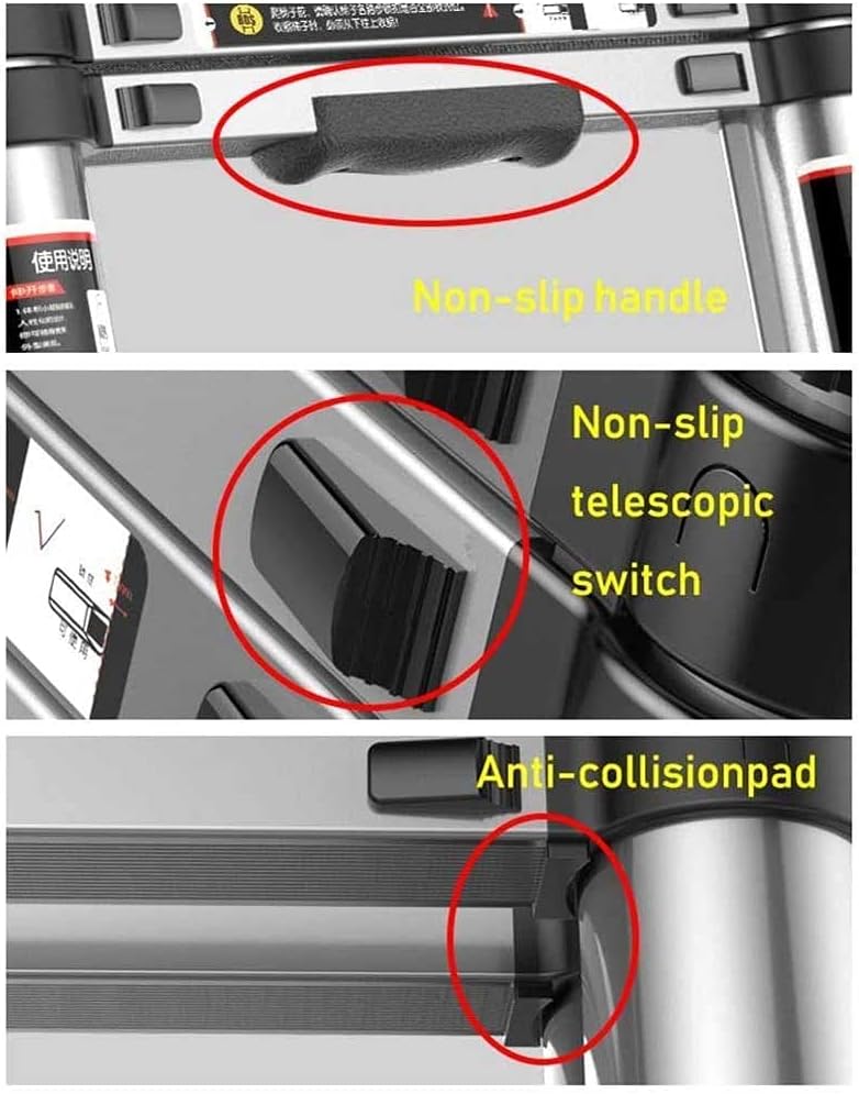 Ladders Telescopic Ladder,Extension Ladder, Aluminum Telescoping Ladder, Multi-Purpose Telescopic,Ladder Bottom Rung, for Roof Office Home Household Daily Loft Lighweight Portable to Pursue