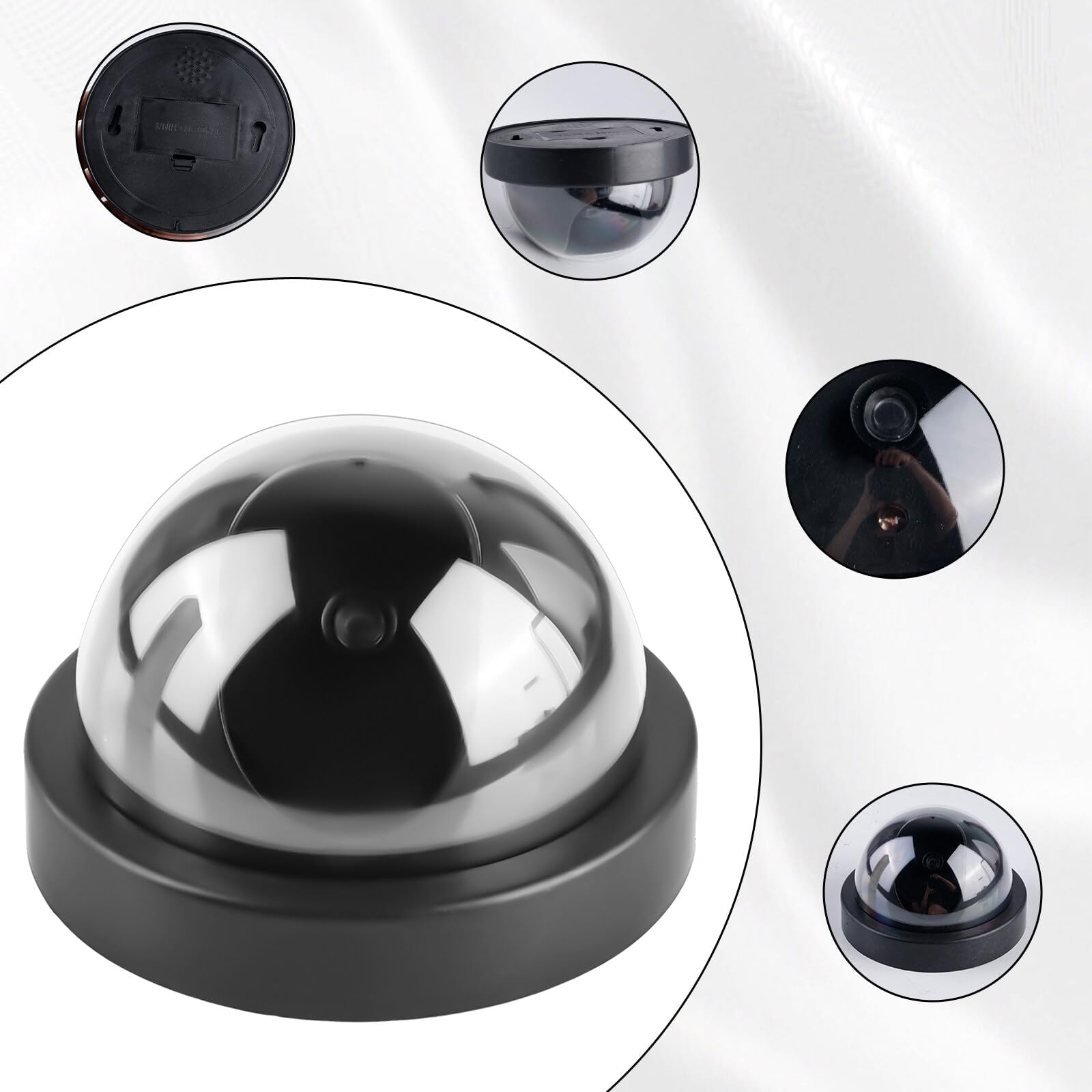 Telecamera di sicurezza finta CCTV 4 pezzi con luce LED, cupola per interni ed esterni