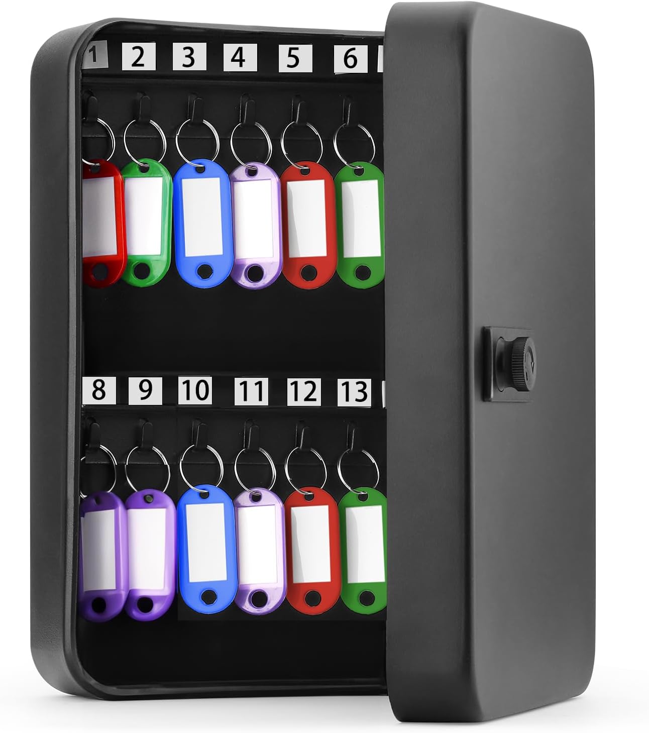 blue burps Key Lock Box Wall Mount, Black Key Box with Combination Lock, Metal Key