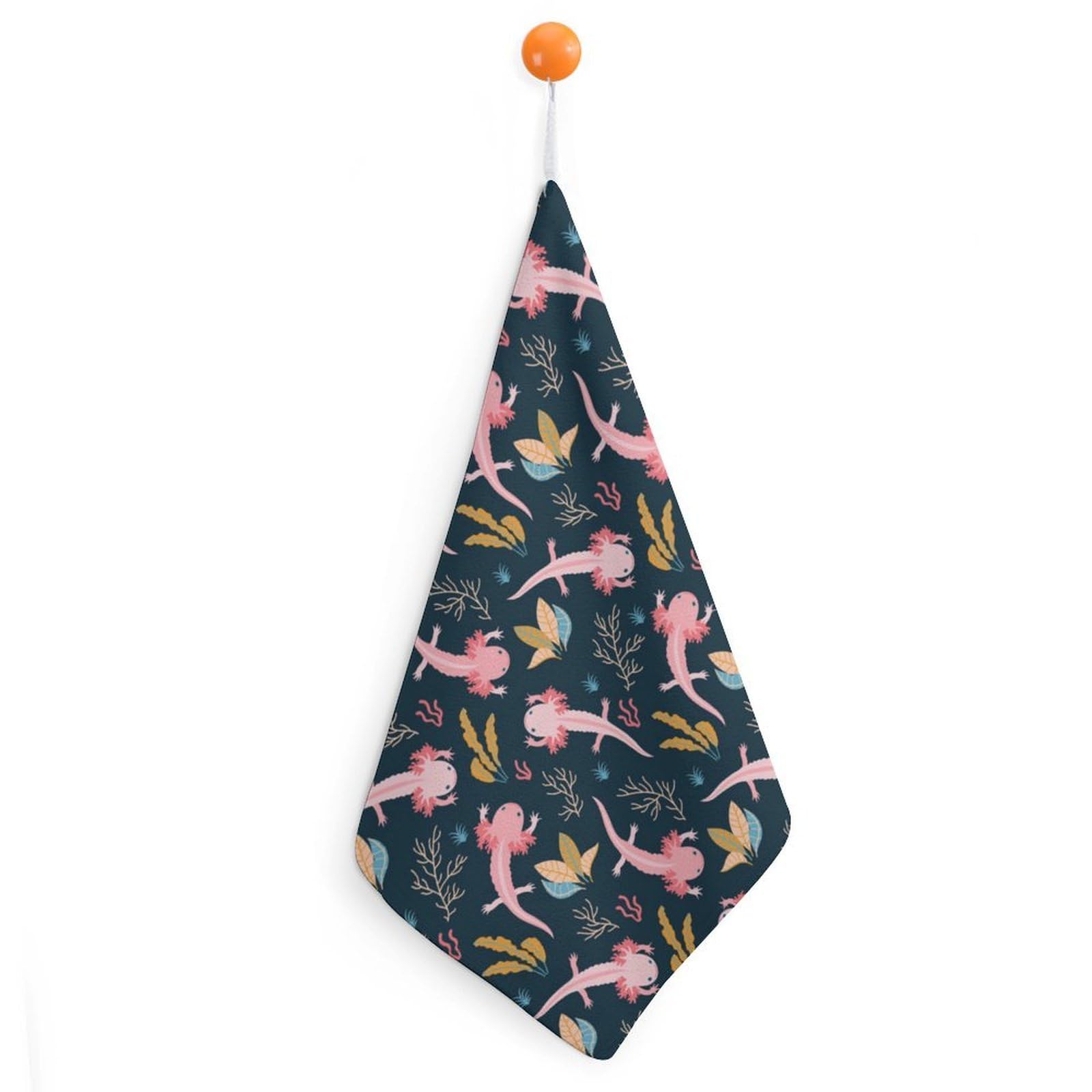 TXFBTRFSA Cute Axolotls Hand Towels with Hanging Loop Kitchen Towel Handkerchiefs Cleaning Cloths