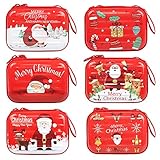 Huayue 6 Stück Weihnachten Geldbörse für Kinder Mini Reißverschluss Geldbörse Pralinenschachtel Weihnachtsmann Weißblech Boxen für Süßigkeiten Schlüssel Münzen (Verschiedene Muster)