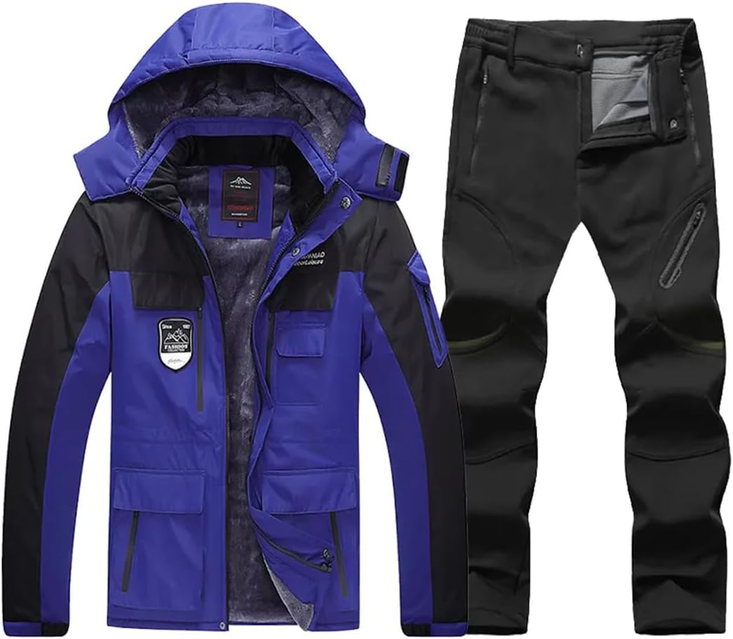 Men Winter Fleece Hiking Jacket Pants Windproof Waterproof Snowboard Ski Coat Trousers Trekking Camping