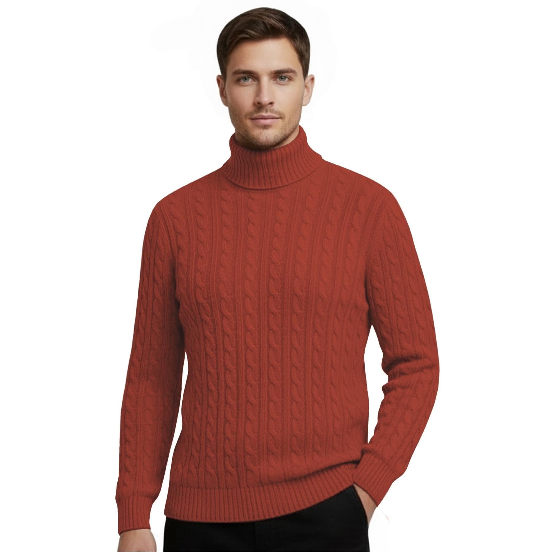 Hamishkane Mens High Polo Roll Neck Jumper, Cable Knitted Long Sleeve Turtle Neck Sweaters, Casual Pullover Winter Jumpers for Men UK