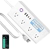 Regleta Inteligente Matter, Compatible con Apple HomeKit, Siri, Alexa, Google Assistant, con 4 Tomas AC Controladas Individualmente, Extensor Multi-Enchufe para Hogar Oficina (Actualización Matter - Blanco) 1