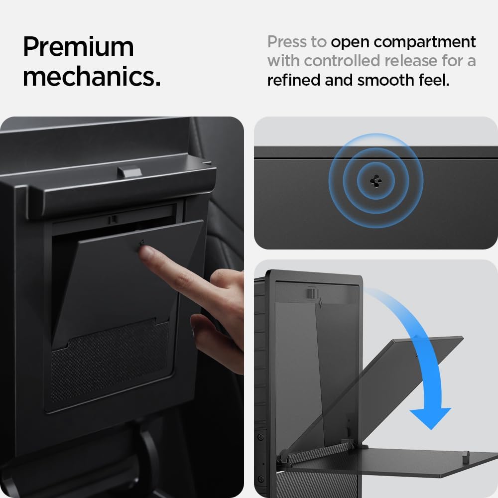 Spigen One-Tap Hidden Storage Box for Tesla Model Y (2020-2024) & Model 3 (2017-2023) [Not for Model Y Juniper (2025/26) and Model 3 Highland (2024/25)]