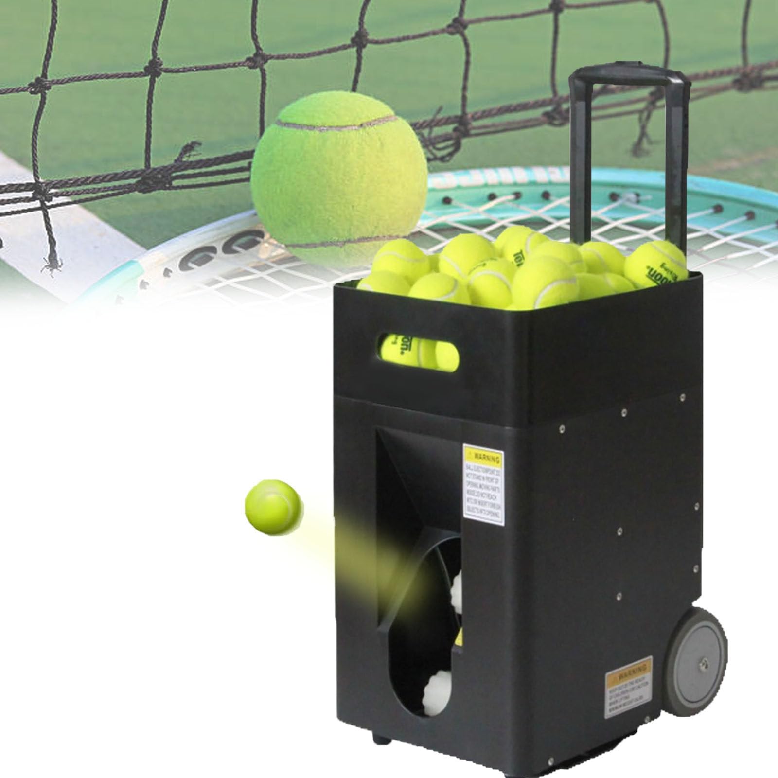 Macchina per palline da tennis, lanciatore/lanciatore automatico portatile per giocatori di tutti i livelli di allenamento e pratica, trapani pre-programmati e personalizzati, completa di app
