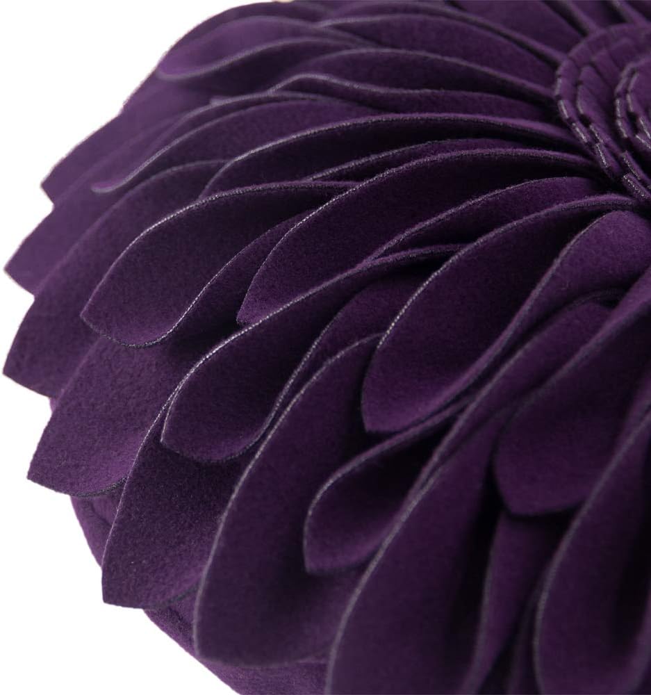 JWH Decorative Flower Pillow Covers Aesthetic Round Cushion Sunflower Throw Pillow Cases Handmade Pillowcase for Couch Bed Living Room Car 12 Inch Dark Purple - Image 4