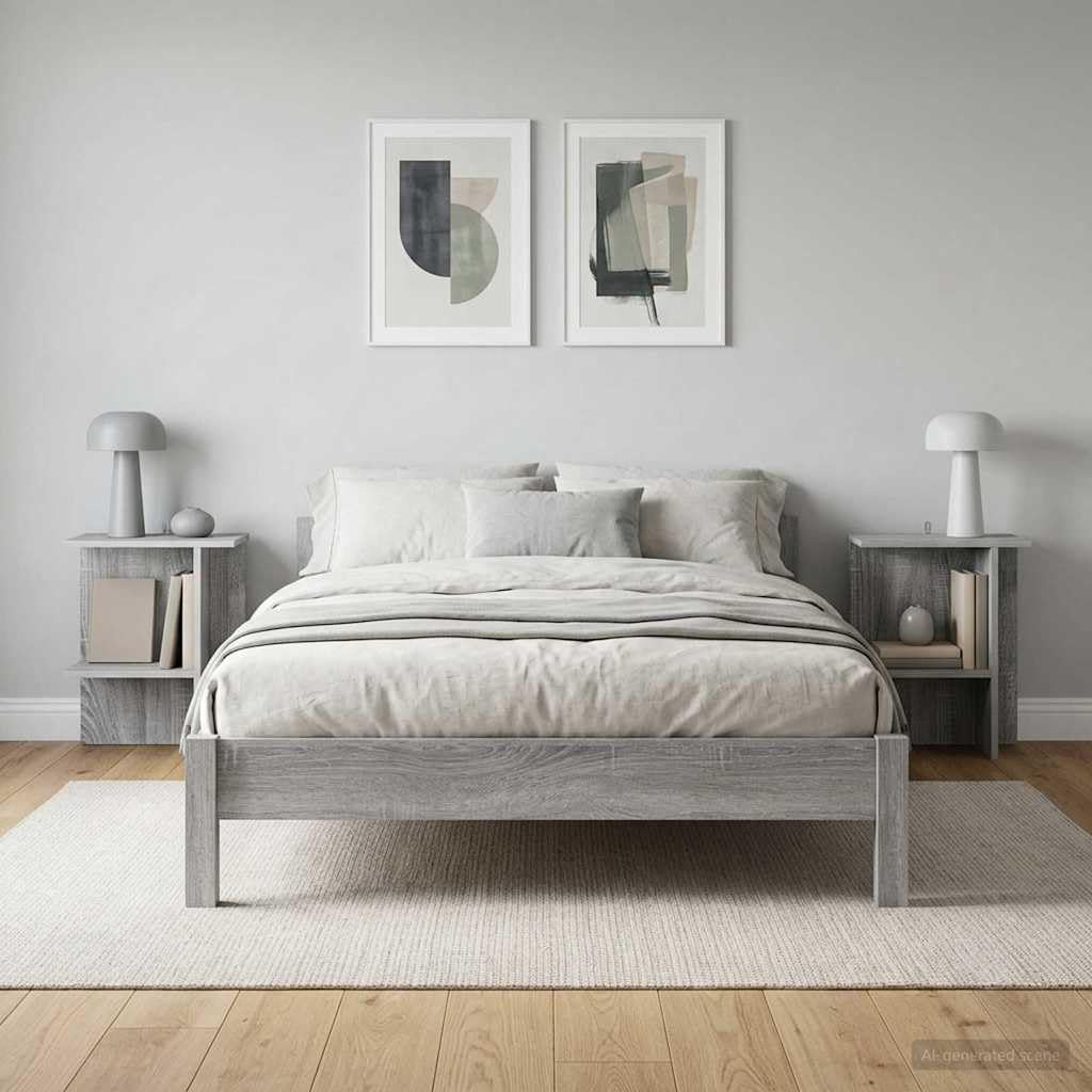 Meuble d'appoint petit espace : lot de 2 tables basses de salon avec rangement gris