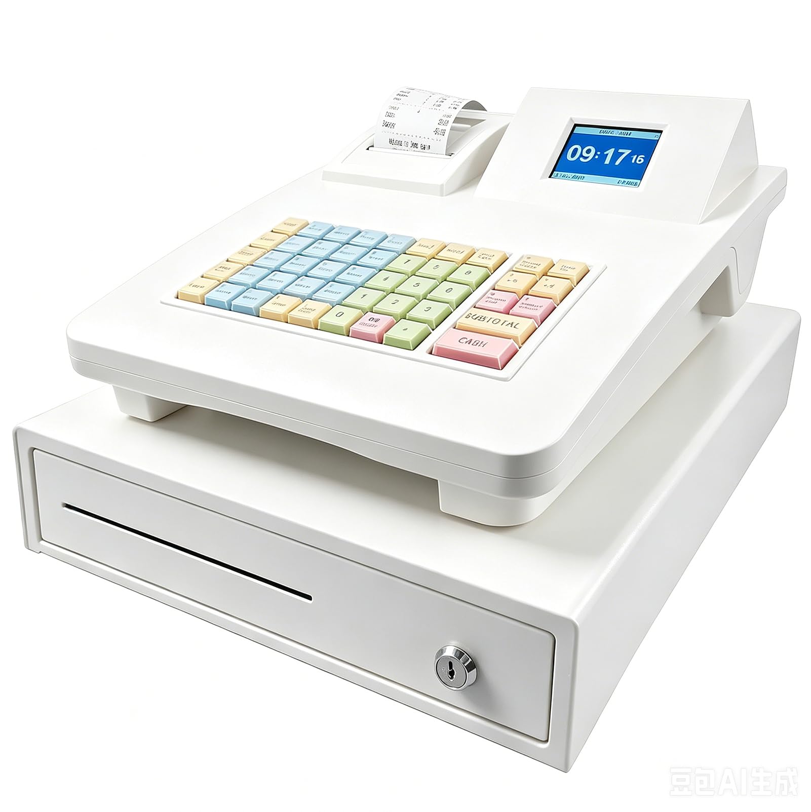 CISSIYOG Cash Register Electronic Smart Till with Split Cash Drawer, 48-Key POS System with Dual Screens & Built-in 58mm Thermal Printer, Plug & Play for Small Business Shop Retail Hospitality