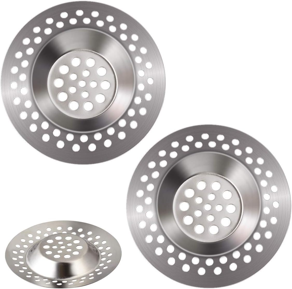 Macco 3 Pack Sink Strainer in Kitchens and Bathrooms Plug 75mm Diameter Hair Catcher for Bathtub Shower（70 holes)